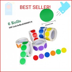 6 Colors 3000 Pieces Dot Stickers Color Code Circle Stickers Can Writing 1 Inch
