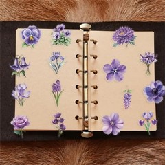 50pcs Transparent Flower Stickers,Purple Flower Sticker Waterproof PET Flowerp