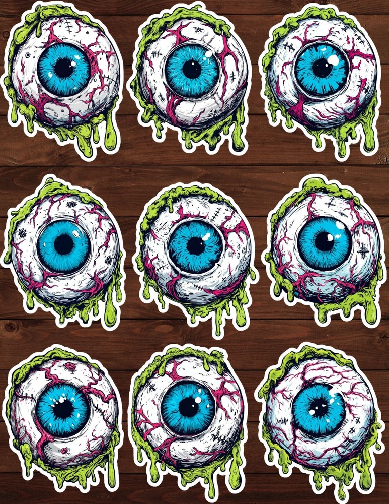 Gross Halloween Eyeball Vinyl Stickers Set Scrapbooking Laptop Waterbottle