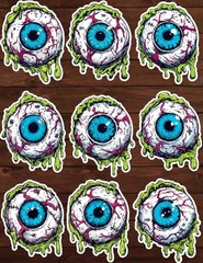 Gross Halloween Eyeball Vinyl Stickers Set Scrapbooking Laptop Waterbottle