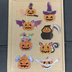 Cute Halloween Holographic Jack-o’-Lanterns & Bats Pop Up Sticker Sheets (4x6in)