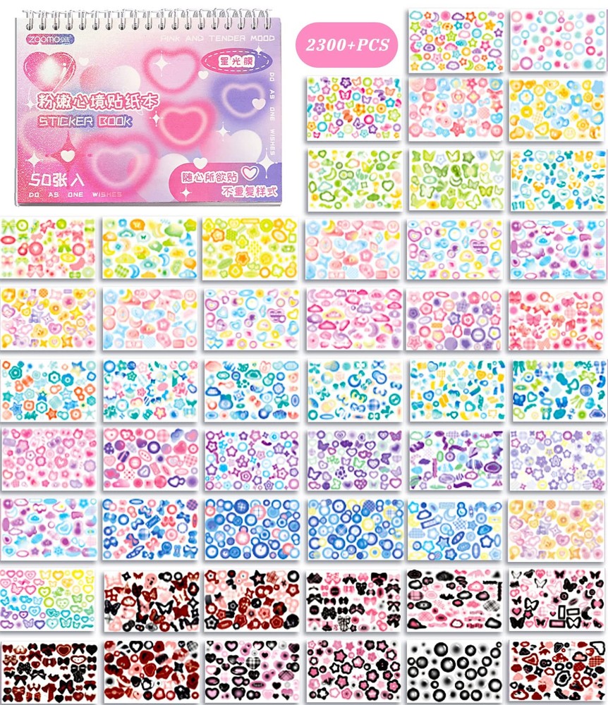DAPUTOU 2300PCS Scrapbook Stickers Cute Butterfly Stars Heart Multi