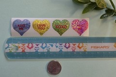 16 Valentine’s Day Stickers/Conversation Heart Stickers/Glitter Heart Stickers