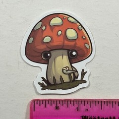 Die Cut Sticker Red-Brown Mushroom Mycology Nature Earth Tones