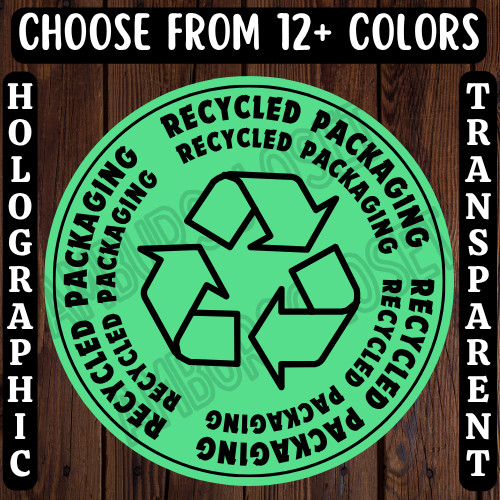 40 RECYCLED PACKAGING STICKERS 2″ LABELS SHIPPING THANK YOU REDUCE WASTE REUSE