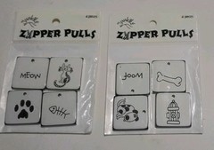 8 JUNKITZ ZIPPER PULLS, Dog + Cat Theme, Embellishment Scrapbooking RETIRED, New