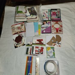 Huge lot of 4 Full Boxes of Scrapbooking Items Paper Cards Kits Borders Misc.
