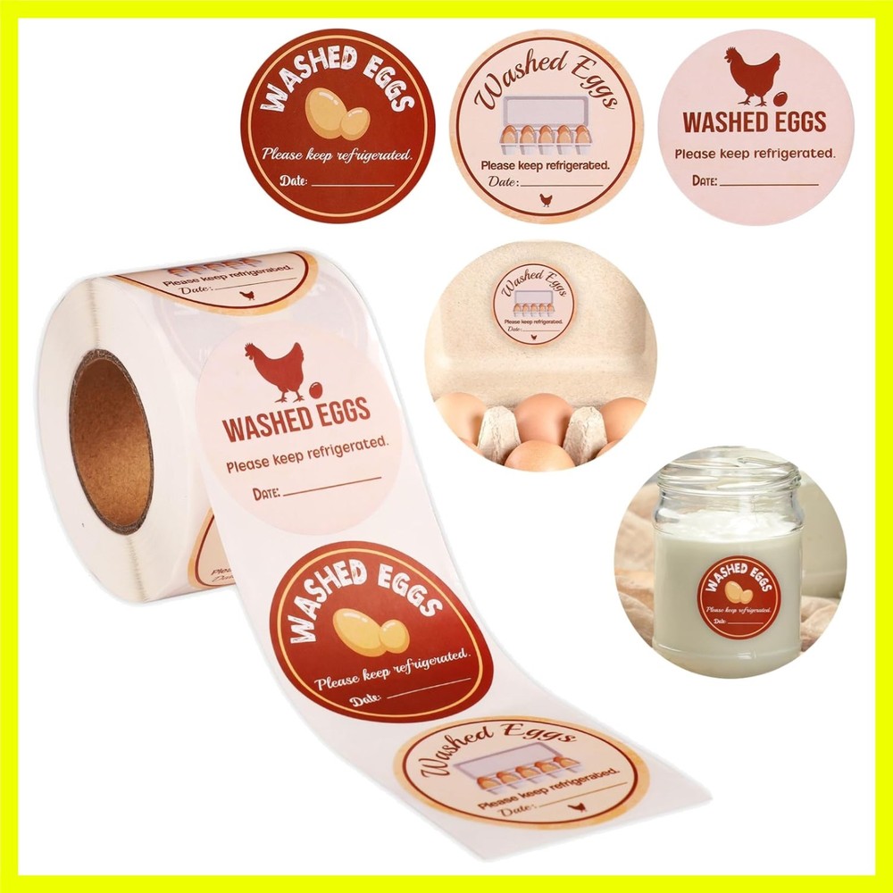 500pcs Washed Eggs Stickers, 2in Farm Fresh Eggs Stickers Egg Carton Stickers…