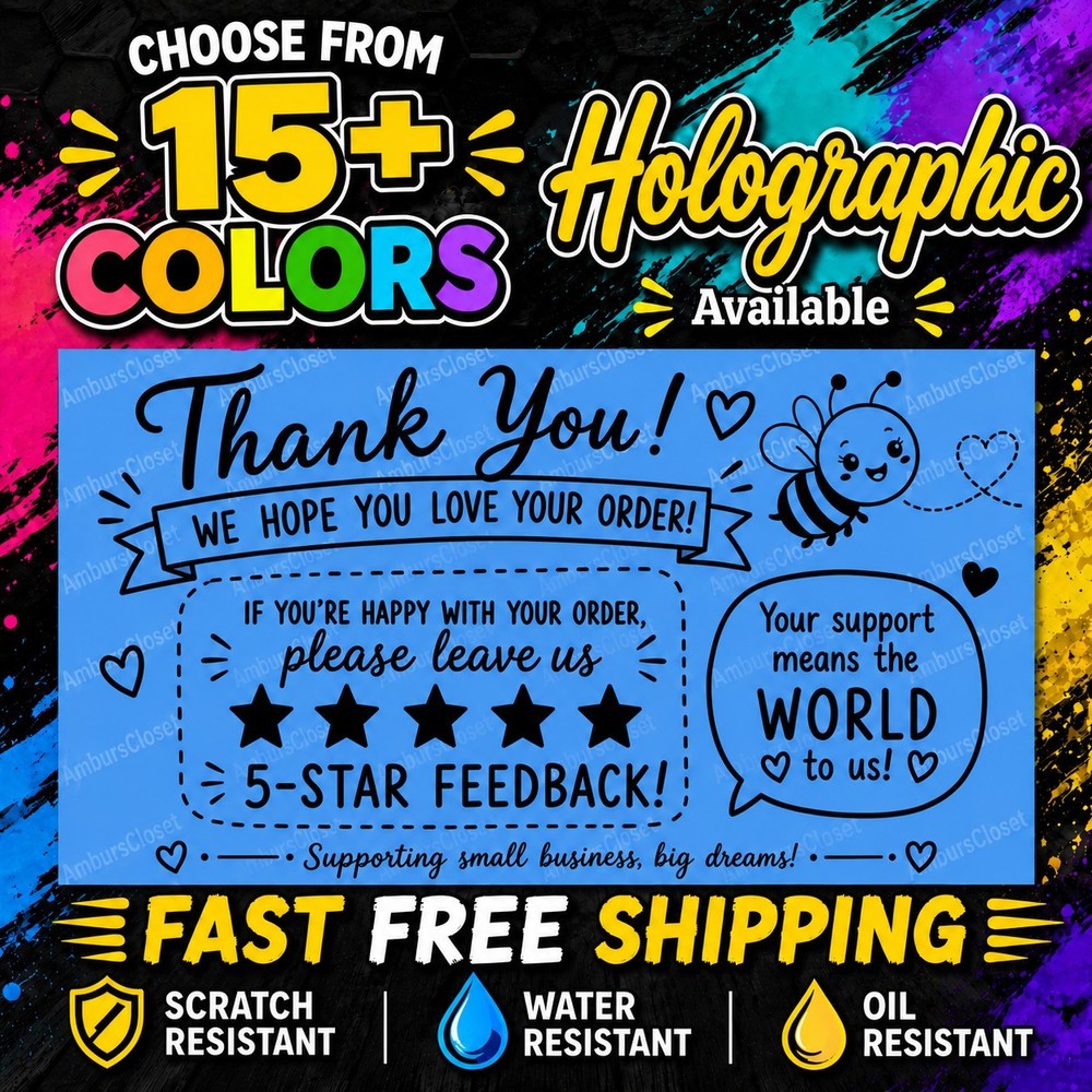 50 THANK YOU FOR ORDER STICKERS 2.25″ LABELS SEALS 5-STAR FEEDBACK 5-STAR