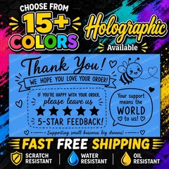 50 THANK YOU FOR ORDER STICKERS 2.25″ LABELS SEALS 5-STAR FEEDBACK 5-STAR
