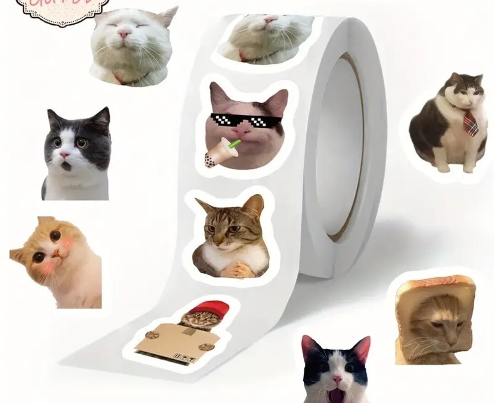 50 Mini Cute Cat Meme Stickers – Kitty Decals Phone Water Bottles Laptops