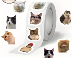 50 Mini Cute Cat Meme Stickers – Kitty Decals Phone Water Bottles Laptops