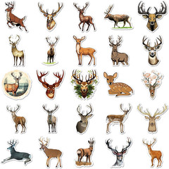 50 Pcs Deer Stickers, Forest Animal Decorative Stickers for Scrapbooking and Dec