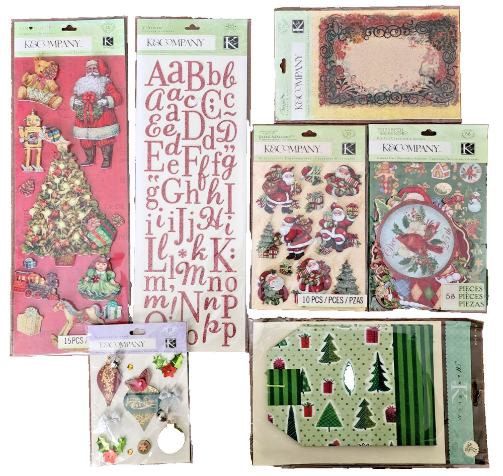 Vintage K & Company Scrapbook Stickers Embellishments Album CHRISTMAS – 7 pks
