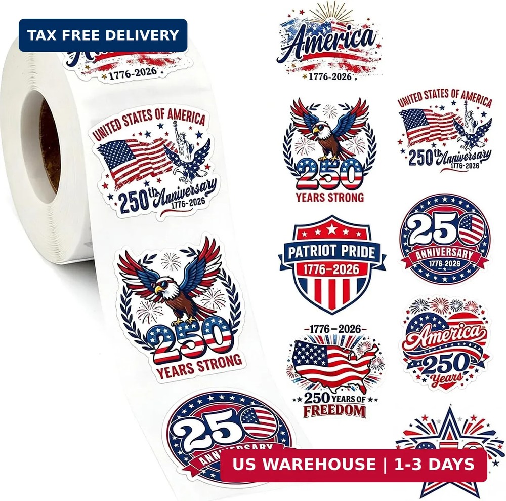 500 Pcs 4th of July Stickers Roll 1.5 Inch Patriotic Self Adhesive Labels 1776-2