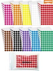 4800 Pieces 1/2 Inch Round Color Circle Dot Sticker Labels 10 Assorted Colors…