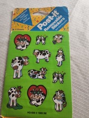 Vintage 1989 3M Post It Cow Removable Stickers Sealed Green 4 Sheets New