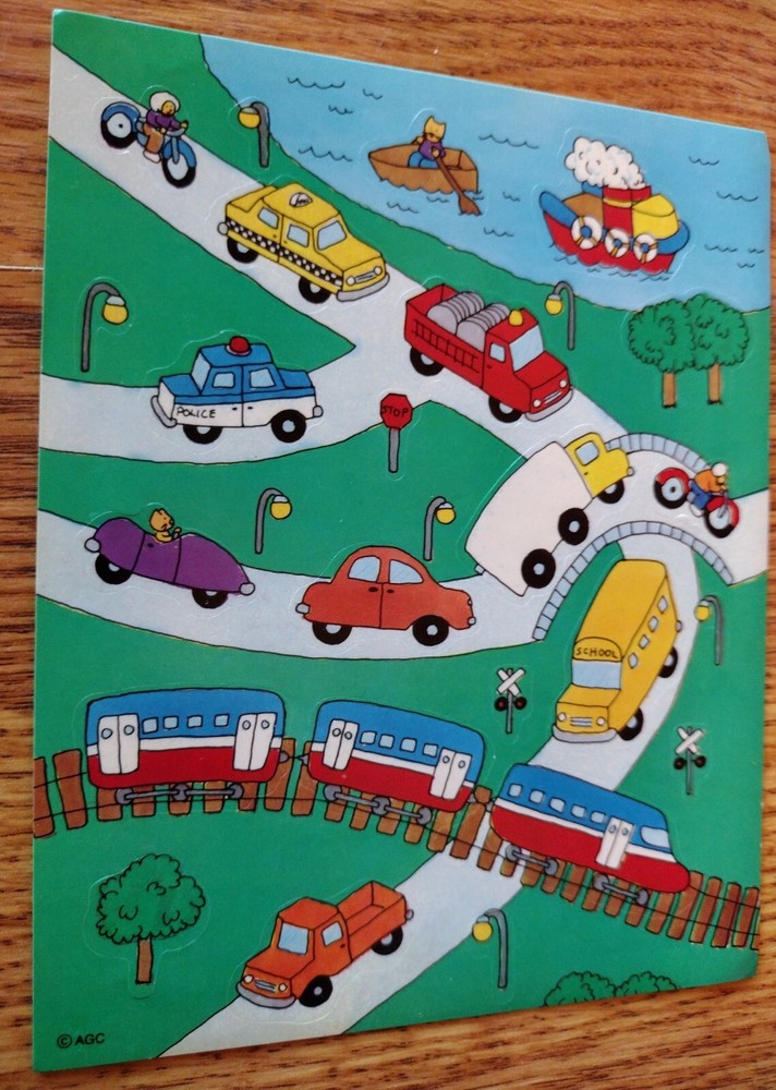 American Greetings Vintage Vehicle Stickers- train, taxi, car, boat, firetruck