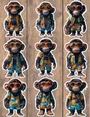 Monkey on Vacation Die Cut Vinyl Stickers Scrapbooking Laptop Waterbottle