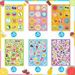 500 PCS Summer Stickers for Kids, 30 Sheets Beach Ocean Tropical Ice Cream Sea A