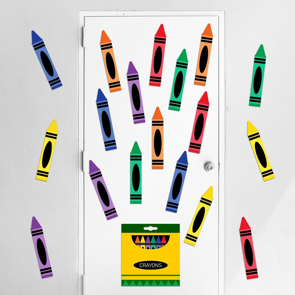 19 Pcs Crayon Door Sticker Classroom Decor Back to School 12 Inch Colorful Ra…