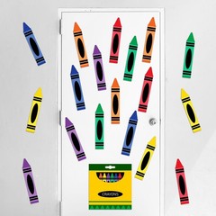 19 Pcs Crayon Door Sticker Classroom Decor Back to School 12 Inch Colorful Ra…