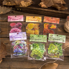 240Pcs Small Colorful Trees Stickers Assorted Set, 6 Packs Transparent Sakura M