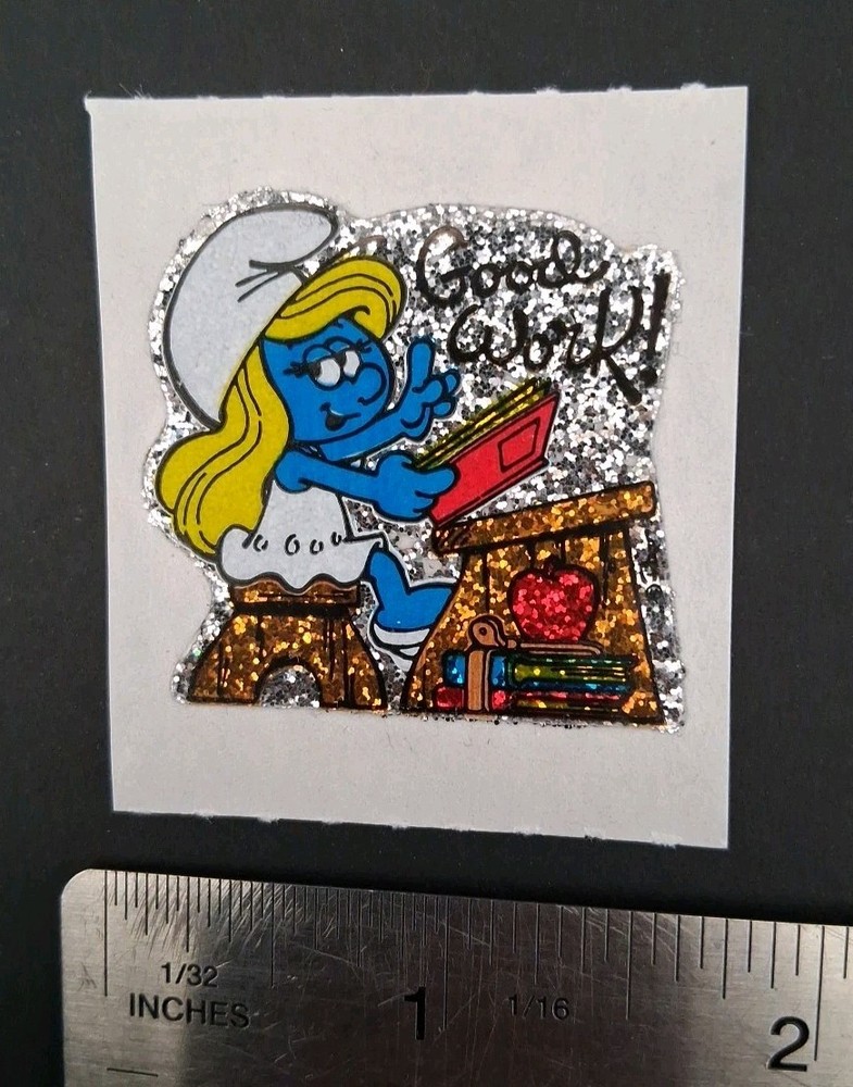 Vintage Stickers Smurf Glitter Sticker Mod VTG 1980s NOS