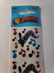 Sandylion Mylar Sticker Musical Instruments Music Notes 1 Sheet NIP VTG