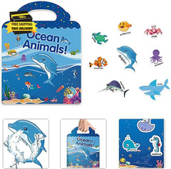 Reusable Sticker Book for Kids, Ocean Stickers Educational Learning Toys Travel