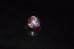 🧐👉Antique hand painted, multi-color glazed clay collector’s🌺art marble .780″