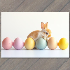 STICKER Baby Bunny Pastel Easter Eggs Minimalist Cute Whimsical Spring Rabbit