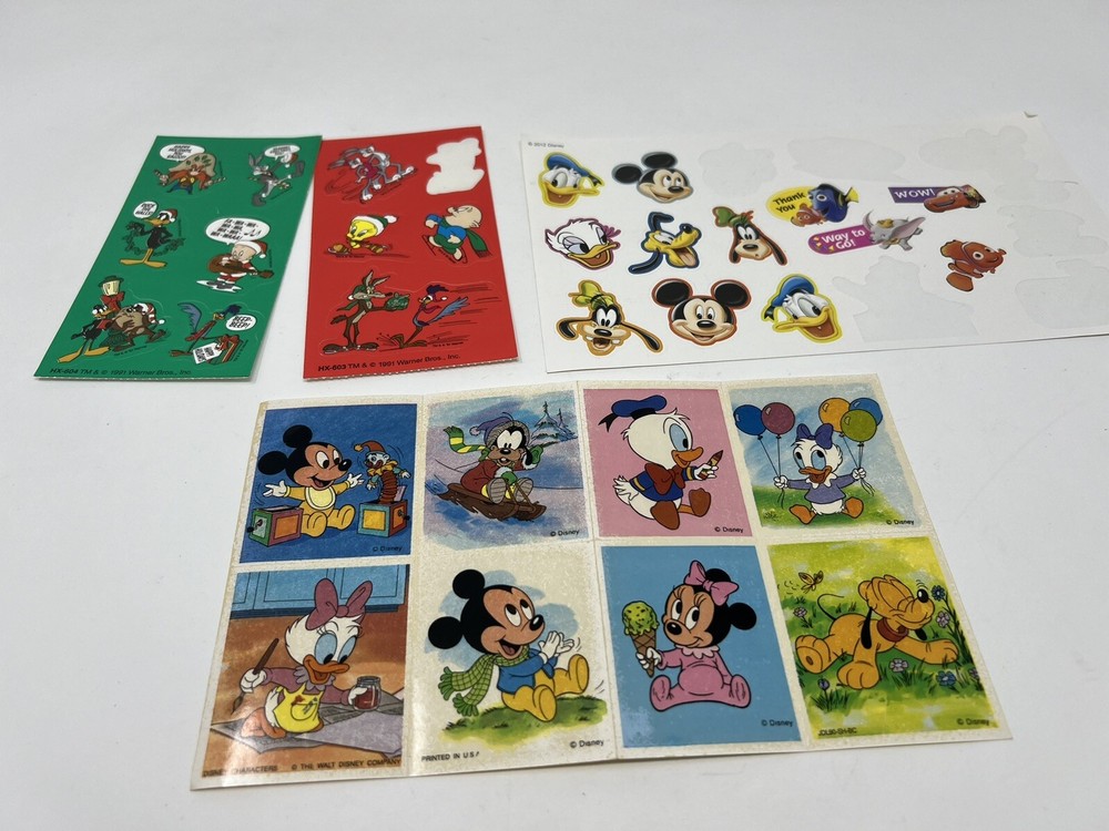 Vintage 80’s / 90’s Disney / Looney Tunes Scrapbooking Sticker Lot Mickey Babies