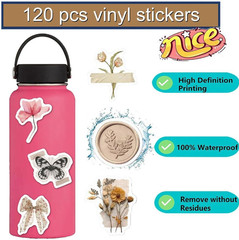 Vintage Natural Stickers-120Pcs Waterproof Scrapbook Aesthetic Sticker, Daily