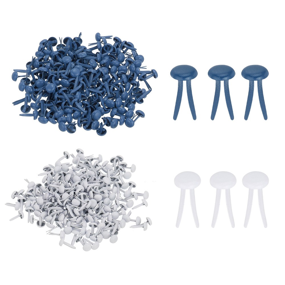 1000 PCS Paper Brass Fasteners Split Pins, Dark Blue/White, 4.5 x 8 mm