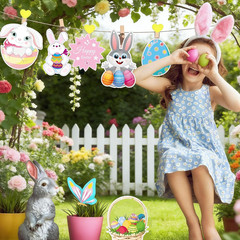 Happy Easter Bunny Themed Stickers 320 Pcs Happy Easter Stickers Decals – 1.5 In