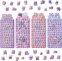 400 Mini Puffy Stickers – 3D Tiny Bulk Sticker Set for Kids, 4 Sheets