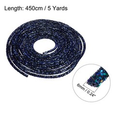 5 Yard 6mm Glitter Sequins Rope Sequins Rhinestone Cord Glitter Black
