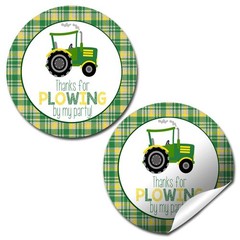Green and Yellow Tractor Thank You Sticker Labels Thanks for Plowing By, 40 2…