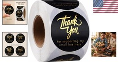 2 Inch Self-Adhesive Thank You Stickers – 500 Waterproof Labels for Businesses