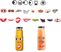 3 Rolls 3000pcs Colorful Eye Nose Mouth Cute Self Adhesive Stickers Cartoon …