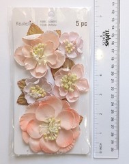 Coral Tatiana Fabric Flowers Scrapbooking Embellishments By Recollections