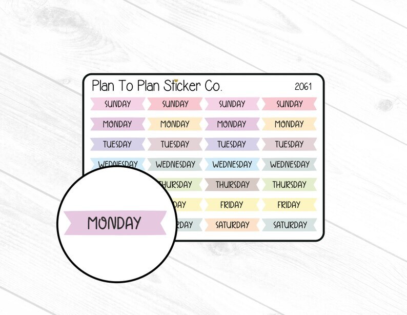 2061~~Days of the Week Banner Planner Stickers.