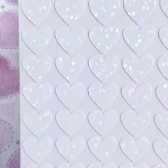 White Heart Stickers! – Very Subtle Holographic Sparkle – 0.25 to 4 inch