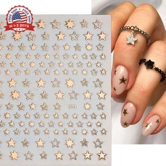 12 Sheets Star Nail Stickers,8 Colors Self-Adhesive 4th of July Nails Decals,Ind