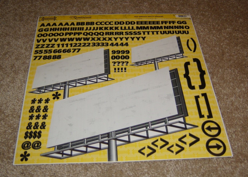 Reminisce 12×12 DieCut Sticker Sheet ~ Road Signs Collection….Highway Signs