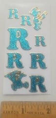 Set of 2 sheets of vintage introduct glitter stickers «R» discontinued Germany