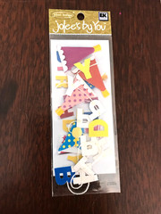 Set of 3 Birthday Themed Items: 2 Sticker Sheets, 1 Tiny Garland, New Old Stock