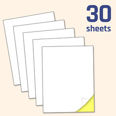 30 Sheets, Printable White Sticker Paper, Laser/Inkjet Printing – Matte, Letter