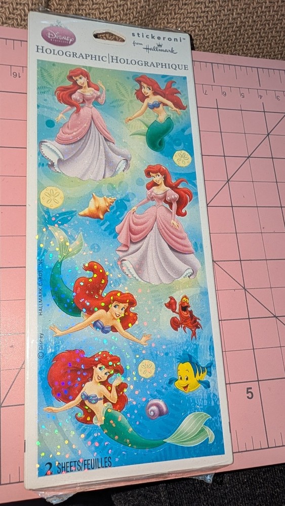 Vintage Hallmark Stickers The Little Mermaid Ariel Holographic 2 Sheets New Pack
